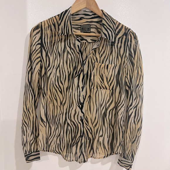 Guess | Zebra print sheer buttoned up shirt - Picture 4 of 9